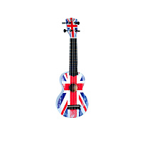 WIKI UK/GB укулеле сопрано, рисунок британский флаг, чехол в комплекте