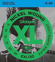 D'ADDARIO EXL130 струны для электрогитары., Extra Super Light, никель, 8-38