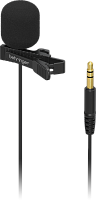 Behringer BC LAV GO конденсаторный петличный микрофон, разъем 3.5 мм TRS, переходник на 3.5 мм TRRS, с ветрозащитой и клипсой, кабель 1.2 м, черный