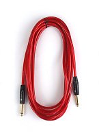 AuraSonics J63J63-5TRD гитарный кабель, Jack TS 6.3 мм  - Jack TS 6.3 мм, 5 м, прозрачный красный