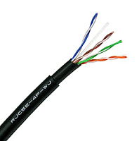 Canare RJC5E-4P-WJ кабель Ethernet гибкий категории CAT5e UTP, диаметр 7,4 мм, двойная изоляция, чёрный, затухание 22 дБ на 100 м, проводники 0.22 кв.мм