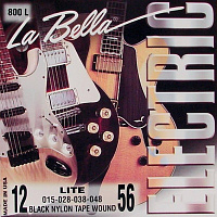 LA BELLA 800 L - струны для электрогитары - Light, (012-015-028w-038-048-056), обмотка с 3 струны черный нейлон