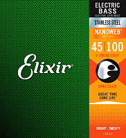 Elixir 14652 NanoWeb  струны для бас-гитары Light 45-100, сталь