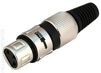 PROAUDIO XLRF-3S разъем XLR "мама", кабельный, 3-контактный, полностью металлический никелированный корпус, посеребренные контакты