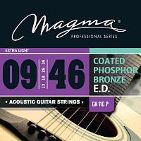 Magma Strings GA110P  Струны для акустической гитары, серия Coated Phosphor Bronze, калибр: 9-13-18-26-36-46, обмотка круглая, фосфористая бронза с покрытием, натяжение Extra Light