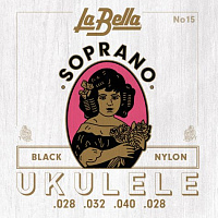 LA BELLA Ukulele 15  струны для укулеле сопрано 028-032-040-028, черный нейлон