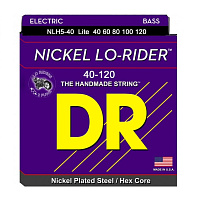 DR NLH5-40 струны для 5-струнной бас-гитары, калибр 40-120, серия NICKEL LO-RIDER™, обмотка никелированная сталь, покрытия нет