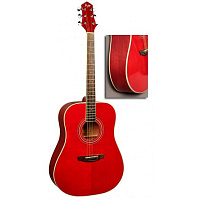FLIGHT AD-200 RD  акустическая гитара, цвет красный, скос под правую руку