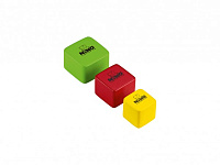 MEINL NINO507-MC  набор из 3 деревянных шейкеров разного размера в форме квадратов. Материал: Бразильская Гевея. Цвета: зеленый, красный, синий.