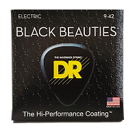 DR BKE-9 струны для электрогитары, калибр 9-42, серия BLACK BEAUTIES™, обмотка никелированная сталь, покрытие есть