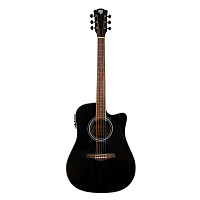 ROCKDALE Aurora D6 C BK E Gloss электроакустическая гитара, дредноут с вырезом, цвет черный, глянцевое покрытие