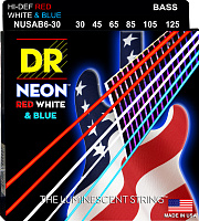 DR NUSAB6-30 струны для 6-струнной бас-гитары, калибр 30-125, серия HI-DEF NEON™, обмотка никелированная сталь, покрытие люминесцентное