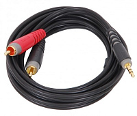 KLOTZ AY7-0200 инсертный кабель с пластиковыми разъёмами 2RCA x stereo mini jack, контакты позолочены, цвет чёрный, 2 м