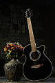 FLIGHT F-230C BK  фолк гитара с металлическими струнами, цвет черный, с вырезом