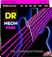 DR NPB6-30/120 струны для 6-струнной бас-гитары, калибр 30-120, серия HI-DEF NEON™, обмотка никелированная сталь, покрытие люминесцентное