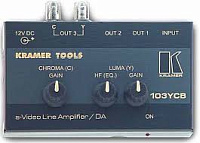 KRAMER 103YCB Усилитель-распределитель 1:3 сигналов s-Video (разъемы 4-pin и BNC) c регулировкой уровня и АЧХ, 420 МГц
