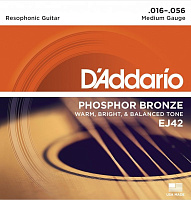 D'ADDARIO EJ42 струны для акустической гитары, фосфор/бронза, Resophonic Guitar, 16-56