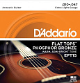 D'ADDARIO EFT15 струны для акустической гитары, фосфор бронза, Ex. Light 10-47 полукруглая оплетка