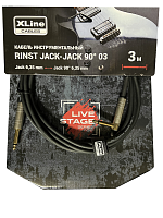 Xline Cables RINSTJACK-JACK 9003 Кабель инструментальный джек моно 6.3 мм - джек моно угловой 6.35 мм, длина 3 м