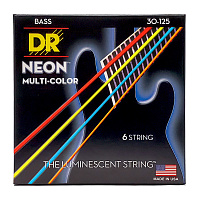 DR NMCB6-30 струны для 6-струнной бас-гитары, калибр 30-125, серия HI-DEF NEON™, обмотка никелированная сталь, покрытие люминесцентное