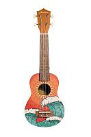 Bamboo BU-21 Orange Wave  укулеле сопрано с чехлом, рисунок "Волны"