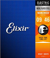 ELIXIR 12027 струны для электрогитары Anti Rust NanoWeb Custom Light (009-011-016-026-036-046)