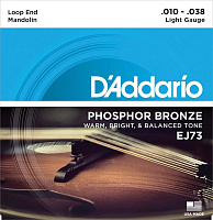 D'ADDARIO EJ73 струны для мандолины, фосфористая бронза, натяжение: Light, калибр 10- 38. Струны снабжены петлей на конце, обеспечивающей универсальность применения.