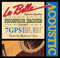 LA BELLA 7GPS струны для акустической гитары - Light (012-016-022-031-041-052), обм. фосфорная бронза
