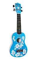 VESTON KUS 5  укулеле сопрано, голубая с белыми цветами