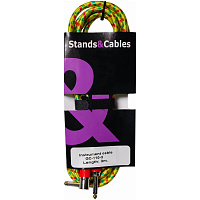 STANDS & CABLES GC-110-3 Инструментальный кабель в тканевой оплетке, разъемы Jack 6.3 мм моно - Jack 6.3 мм моно, длина 3 метра
