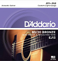 D'ADDARIO EJ13 струны для акустической гитары, бронза, 80/20, Custom Light 11-52