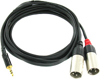 Cordial CFY 3 WMM-LONG кабель джек стерео 3.5 мм - 2xXLR папа, длина 3 метра, черный