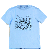 Футболка 9004 размер M (46) рисунок "Rock" (барабанная установка) цвет голубой
