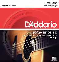D'ADDARIO EJ12 струны  для акустической  гитары, бронза, 80/20, Medium, 13-56