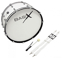 GEWA BASIX Marching Bass Drum 24х12" бас-барабан маршевый с ремнем и колотушкой, белый