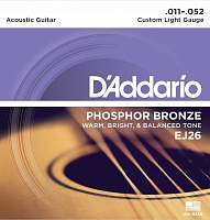 D'ADDARIO EJ26 струны для акустической гитары, фосфор/бронза, Custom Light, 11-52