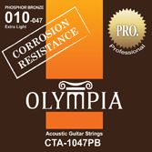 Olympia CTA1047PB струны для акустической гитары, с устойчивостью к коррозии, фосфористая бронза, калибр: 10-14-23-30-39-47