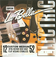 LA BELLA 20PCM - металлические струны - натяжение Custom Medium (012-016-024-032-042-052), плоская обмотка - нержавеющая сталь, серия Flat Wound Stainless