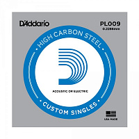 D'ADDARIO PL009 - Plain Steel Первая струна для электро- или акустических гитар, сталь, толщина 009