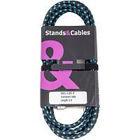 STANDS & CABLES GCL-120-3 Инструментальный кабель в тканевой оплетке, Jack 6.3 мм моно - Jack 6.3 мм моно, длина 3 метра