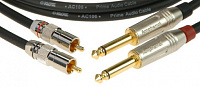 KLOTZ ALPP006 инсертный кабель 2 RCA папа х 2 Jack mono, позолоченные контакты, кабель AC106, чёрный, длина 0,6 м