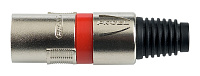 Proel XLR3MVPRORD Разъем XLR папа, 3-пиновый, резиновый держатель под кабель с нейлоновой вставкой, никелированные контакты. Корпус алюминий, цвет никель, красное кольцо-маркер