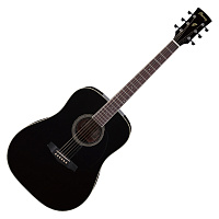 IBANEZ PF15-BK акустическая гитара, цвет черный, топ ель, махогани обечайка и задняя дека, хромовые литые колки
