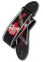 GIBSON ASGG-600 2' WOVEN STRAP W/ GIBSON LOGO-RED ремень для гитары с красным лого, ширина 5 см