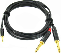 Cordial CFY 1,5 WPP-LONG кабель Y-адаптер джек стерео 3,5 мм 2 x моноджек 6,3 мм male, 1,5 м, черный