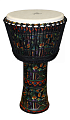 YUKA DJPA014-26  джембе, веревочная настройка, размер: 14"(35см)-26"(65см), мембрана и корпус: пластик. Декорирован в африканском стиле