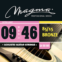 Magma Strings GA100B85  Струны для акустической гитары, серия Bronze 85/15, калибр: 9-11-16-26-36-46, обмотка круглая, бронзовый сплав 85/15, натяжение Extra Light