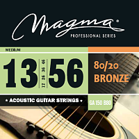 Magma Strings GA150B80  Струны для акустической гитары, серия Bronze 80/20, калибр: 13-17-26-36-46-56, обмотка круглая, бронзовый сплав 80/20, натяжение Medium