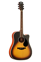 KEPMA D1CE Sunburst электроакустическая гитара, цвет санберст глянцевый, в комплекте кабель 3 м