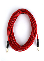 AuraSonics J63J63-10TRD гитарный кабель, Jack TS 6.3 мм  - Jack TS 6.3 мм, 10 м, прозрачный красный